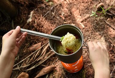 Титановая ложка с длинной ручкой Вилка Spork Суп для кемпинга Рис Закуска Столовые приборы с полированной чашей Сверхлегкая открытая конюшня для пикника Многоразовая дорожная посуда с крючком Ti1033T (Ti1032t Spork - 2 шт.)