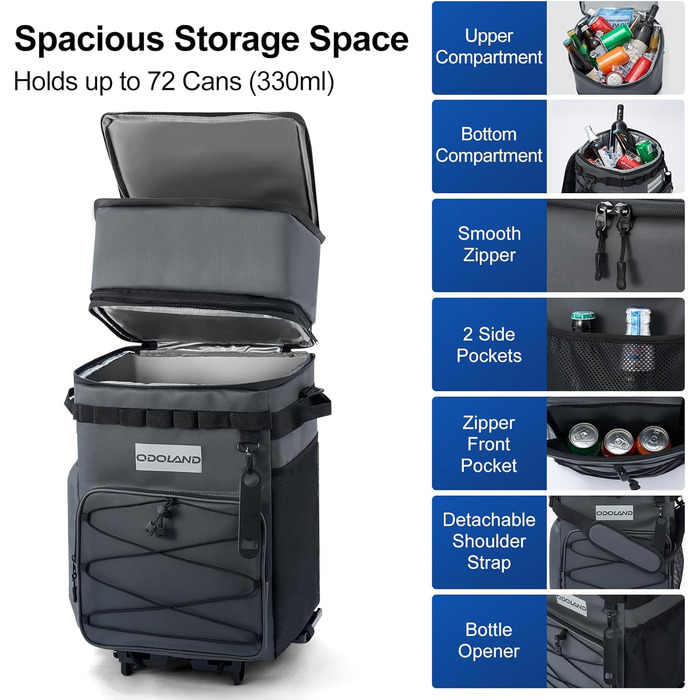 Термосумка на колесах на 72 банка Odoland