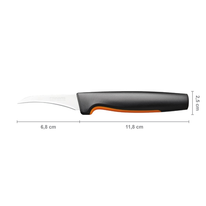 Кухонний ніж для овочів вигнутий Fiskars Functional Form, 6.8см, нержавіюча сталь, пластик, чорний