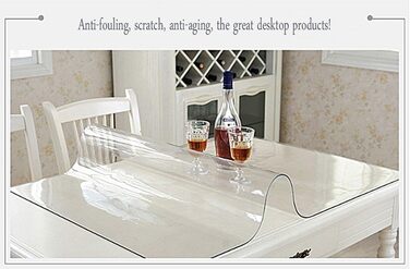 Прозорий захисний чохол для скатертини Ever Fairy, 2,0 мм, ПВХ-килимок для кухні, їдальні, дерев&39яних меблів, захисний чохол (60 x 110 см) (прозорий прямокутний 2 мм, 160 x 80 см (прямокутний))