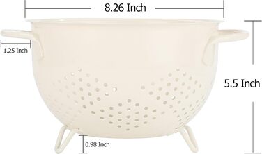 Металеве сито для пасти з подвійними ручками 21 см кремовий beifeier