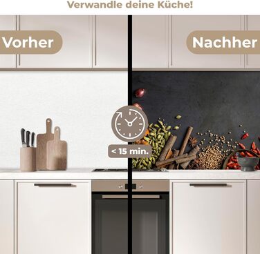 Кухонний фартух 60x80 см Самоклеючий захисний щиток для кухонної стіни Кухонний фартух Кухонні фасади Кухонні фартухи Кухонна стіна Вода - Пейзаж - (Трави - Їжа, 80 x 150 см)