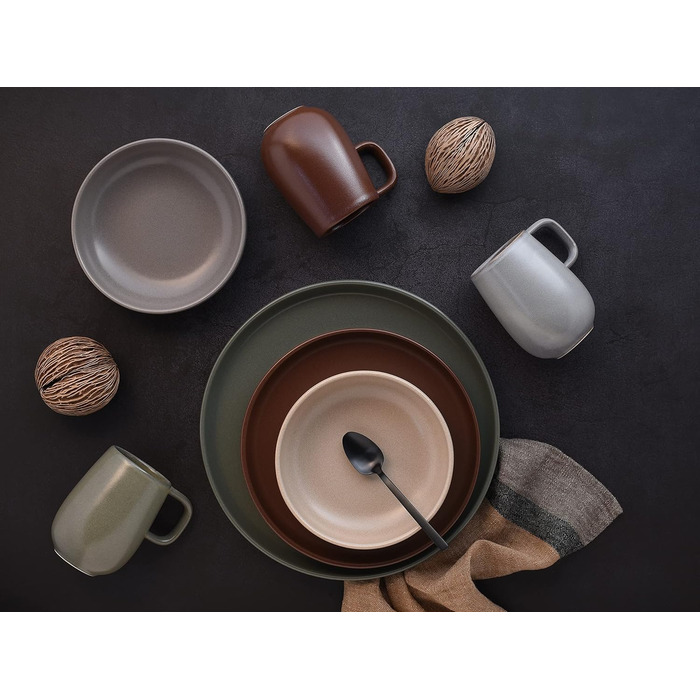 Набір посуду Uno серії 16 предметів, комбінований сервіз з керамограніту (Натуральний, комбінований сервіз 16 предметів), 22978