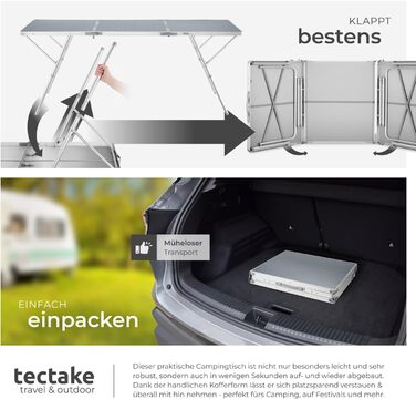 Кемпинговый стол с ремнем для переноски 180 х 70 х 70,5 см tectake