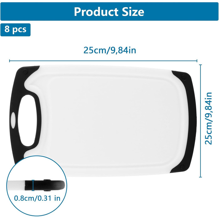 Набір із 8 пластикових кухонних дощок ZOFUN