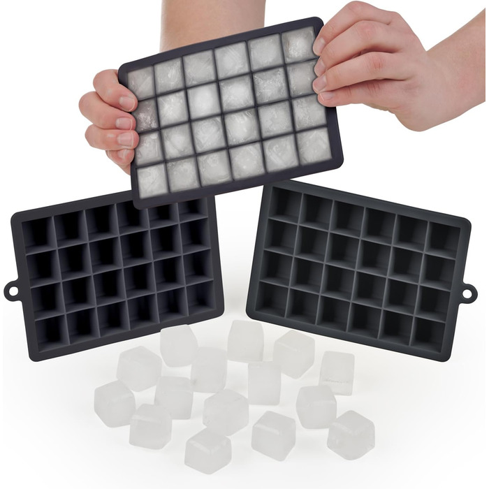 Силіконові формочки для льоду Blumtal 2x24 - Формочка для льоду - Силіконова формочка для льоду для кубиків льоду 2,6 см - 2 x формочки для льоду розміром M - Льодогенератор без BPA 2 шт. - Чорний, синій - Чорно-сині кубики M Чорний, синій - Чорно-синій