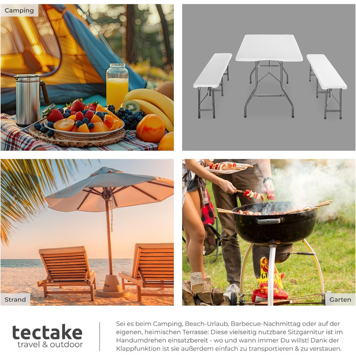 Комплект садовой мебели из 3 предметов белый tectake