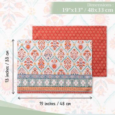 Бавовняні килимки для серветок, набір з 4 шт. , декоративні килимки для серветок, пасхальні килимки, що миються, для свят, вечерь, весни, літа (33 см x 48 см) (07 - Новели), 39Hermine 100