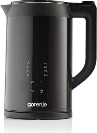 Gorenje Электрочайник 1.7л, двойные стенки, LED дисплей, Strix контроль, черный