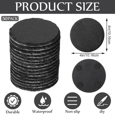 Набір із 50 круглих підставок із натурального сланцю Yinder