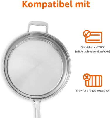Набір посуду Kitchen-Profi Basics з 11 предметів з нержавіючої сталі для індукції з кришками, сріблястий (15 предметів)