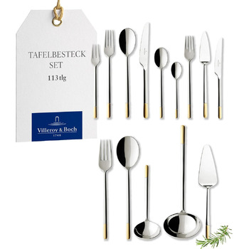 Набір столових приборів на 12 персон, 113 предметів, часткова позолота Ella Villeroy & Boch