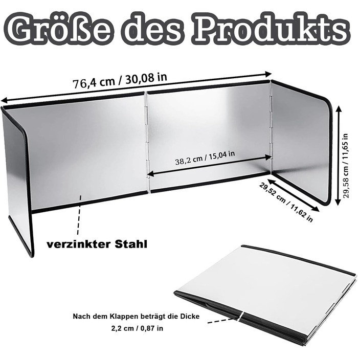 Компактний складний захист від бризок жиру 76,4 × 29,5 × 29,5 см DBAATTZ