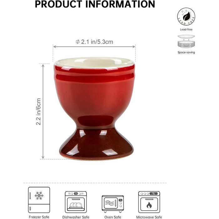 Набір порцелянових чашок для яєць 6 предметів UNICASA