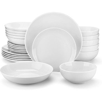 Набор посуды на 6 персон, 24 предмета, белый Amelia MALACASA