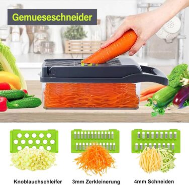 Універсальна овочерізка 16 в 1, сіро-зелений колір Etievort