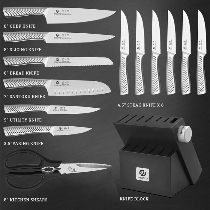Набір ножів 14 предметів у деревяному блоці imarku