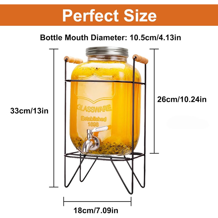 Стеклянный диспенсер с краном 4 л Hiziwimi