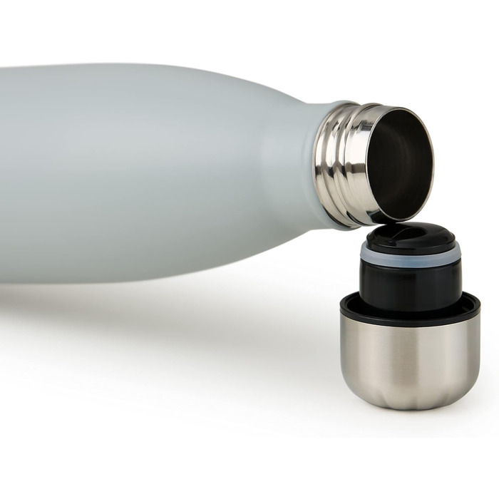 Пляшка для води Blumtal з нержавіючої сталі - Герметична ізольована пляшка - Пляшка для води без бісфенолу А для гарячих та холодних напоїв - Двостінна ізольована пляшка - Ізоляційна пляшка, стійка до іржі, дерево/срібло (03 - Ultimate Grey - Сірий, 500 м