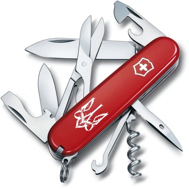 Ніж Victorinox Climber Ukraine 91мм/14функ/черв /Тризуб готичний біл.