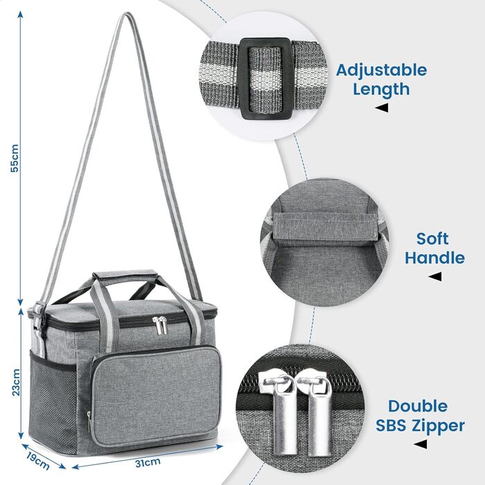 Термосумка 15 л сіра DUNSOO