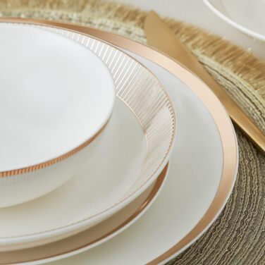 Порцеляновий посуд на 6 персон - Ексклюзивний набір посуду для елегантного посуду та особливих випадків - Високоякісна порцеляна в золотих акцентах, 24 шт.