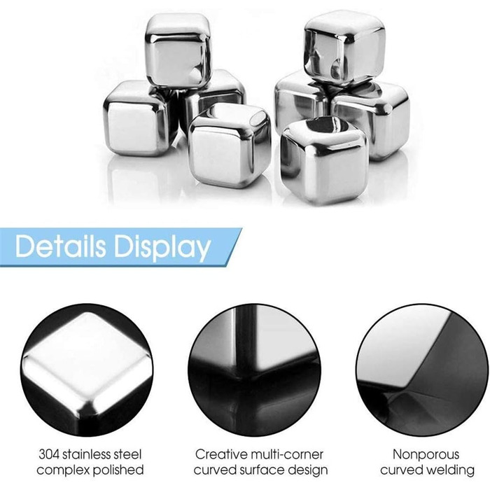 Набір металевих охолоджувальних каменів для віскі з нержавіючої сталі Ulalaza