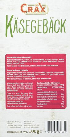 Печенье с сыром - палочки с кунжутом, миндалем и тмином, 10 упаковок по 100 г. Cräx