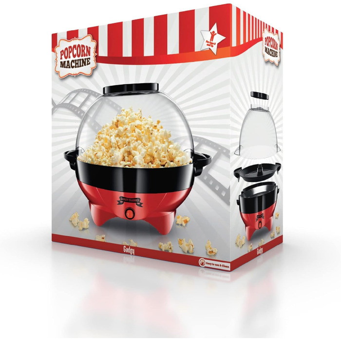 Велика машина для попкорну 5 л, 800 Вт червона Gadgy