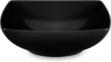 Консимо. Набор из 6 суповых тарелок - Тарелки для макарон - Глубокие тарелки - на 6 персон - Керамическая миска - Тарелка для салата EPIRI Подходит для микроволновой печи - 17x17 см - 500 мл - Глянец (матовый черный)