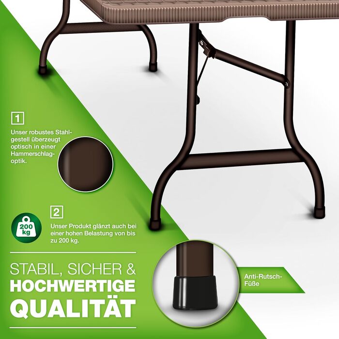 Складной стол 180x75 см коричневый tillvex