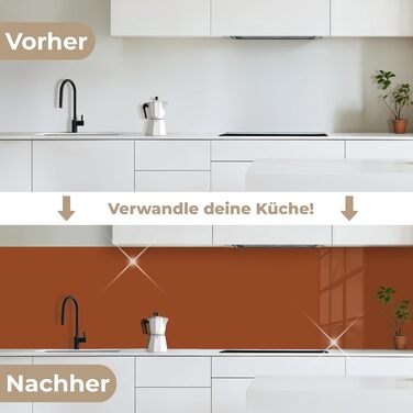 Кухонний фартух 60x250 см, самоклеючий фартух, кухонний фартух, кухонний фасад, самоклеючі кухонні фартухи - Осінь (Теракота - Коричневий, 60 x 400 см)