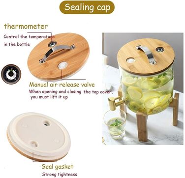 Диспенсер для напоїв скляний з краном 5 л Generisch