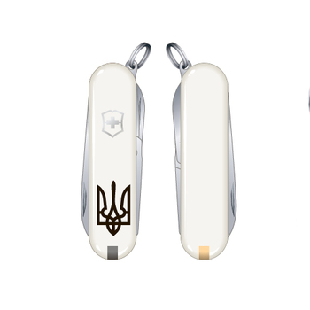 Ніж швейцарський 58 мм, 7 функцій, білий Victorinox Classic Sd Ukraine 