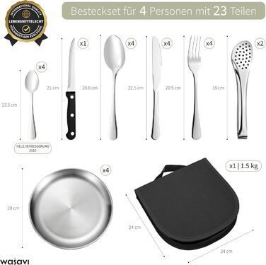 Набор туристической посуды из 23 предметов Wasavi