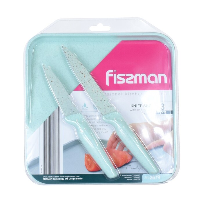 Набір ножів Fissman 3 предмети з обробною дошкою (2679)