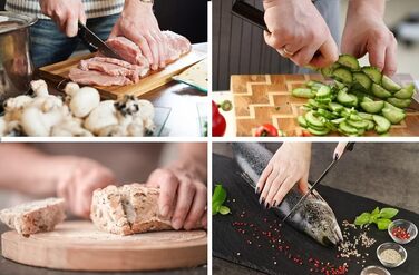 Профессиональный набор ножей, 8 предметов, с подставкой, самозатачивающиеся, высококачественная нержавеющая сталь, красный цвет