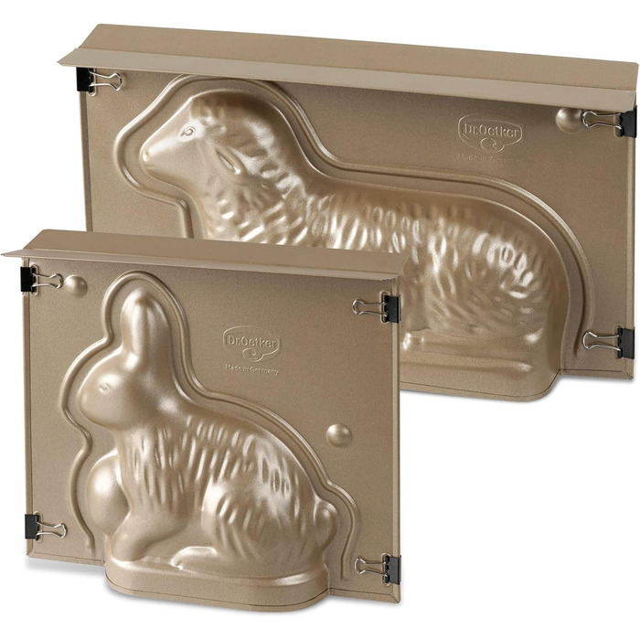 Набір з 2 форм для пасхальної випічки, ягня та кролик Golden Easter Dr. Oetker