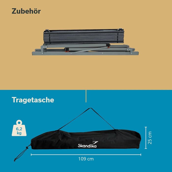 Алюминиевый раскладной стол 107 x 70 x 70 см серый Skandika