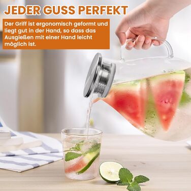 Скляний глечик з кришкою та широкою ручкою 3 л SUSTEAS