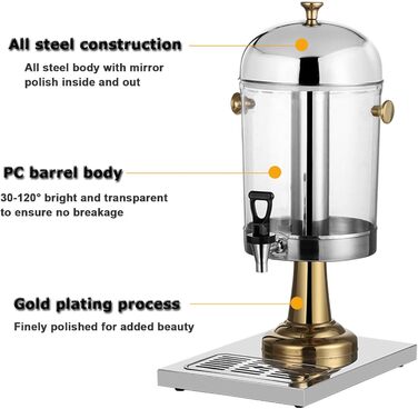 Диспенсер для напоїв професійний 24 л срібний Generisch