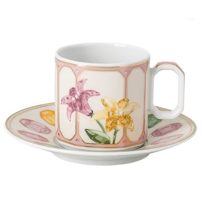 Чашка для эспрессо 0,08 л с блюдцем, Зефир IDYLLIA Swarovski x Rosenthal