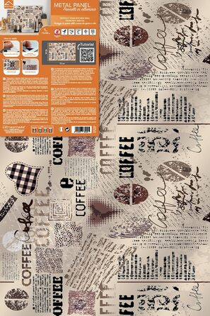 Алюмінієвий кухонний фартух CREARREDA, виготовлений в Італії, захищає плиту та стіну, миється та легко встановлюється, металевий фартух, 48 x 72 см (кавовий)