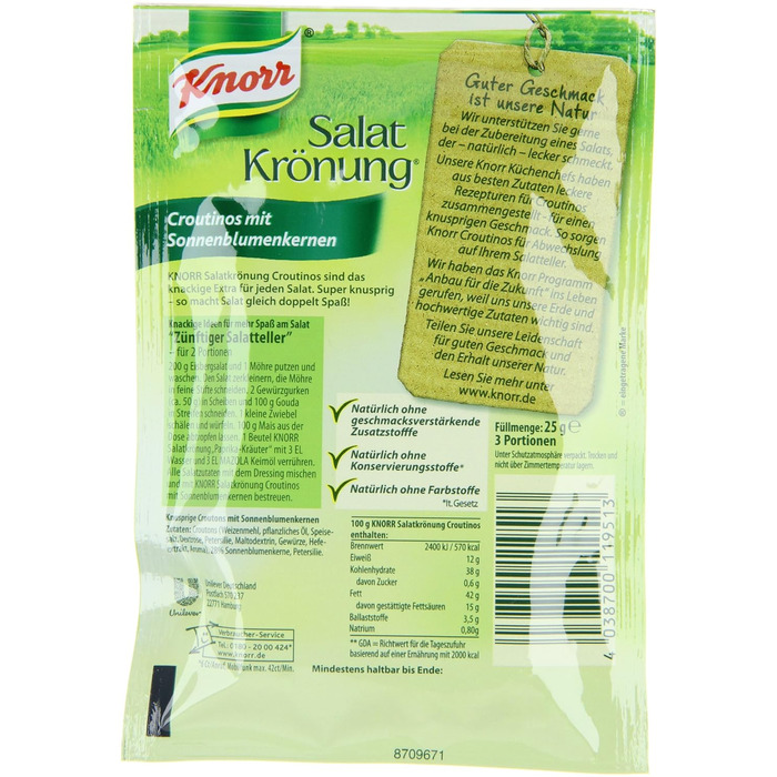 Салатні крутони Knorr з цибулею для смачного салату без додавання підсилювачів смаку 20 х 25 г (25 г (5 упаковок))