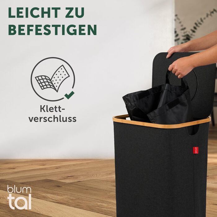 Контейнер для збору пляшок Blumtal Deposit 150 л з 2 відділеннями - Бамбуковий органайзер для пляшок - Збірник порожніх пляшок - Збірник пляшок - Контейнер для збору порожніх пляшок з отвором - Збірник пляшок (чорний, Збірник пляшок - 100 л)
