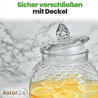 Скляний диспенсер для напоїв з краном 8 л astor24