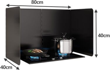 Складаний бризкозахисний екран для кухні, бризкозахисний екран для плити, легко миється, підтримує чистоту плити та кухонного фартуха (40 x 40 см) (40 x 80 x 40 см)