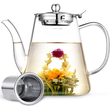 Чайник заварочный стеклянный 1,2 л с фильтром для чая Zpose