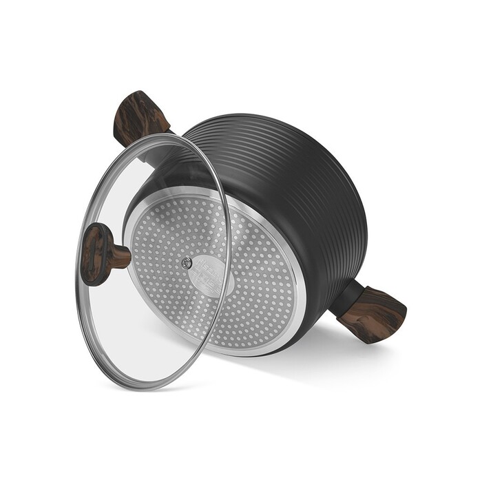Кастрюля Fissman 24x12 см/4,6 л CUISINE со стеклянной крышкой алюминий с антипригарным покрытием (14593)