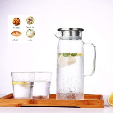 Стеклянный кувшин с крышкой для холодных и горячих напитков 1 л Sharemee